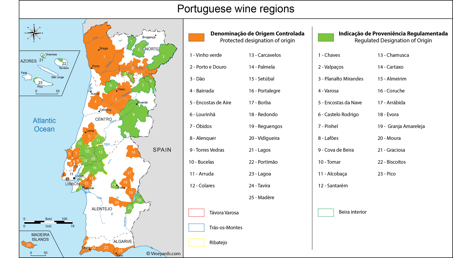Portugal Map Of Vineyards Wine Regions.